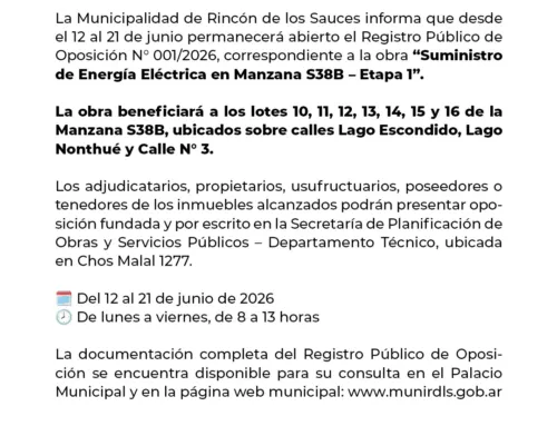 REGISTRO PUBLICO DE OPOSICION Nº 001/2026